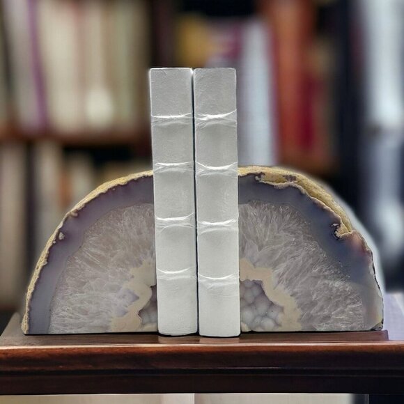 Agate Bookends Crystal Geode Center Natural Stone Book End Bookshelf Decor  (MO) - Picture 3 of 10